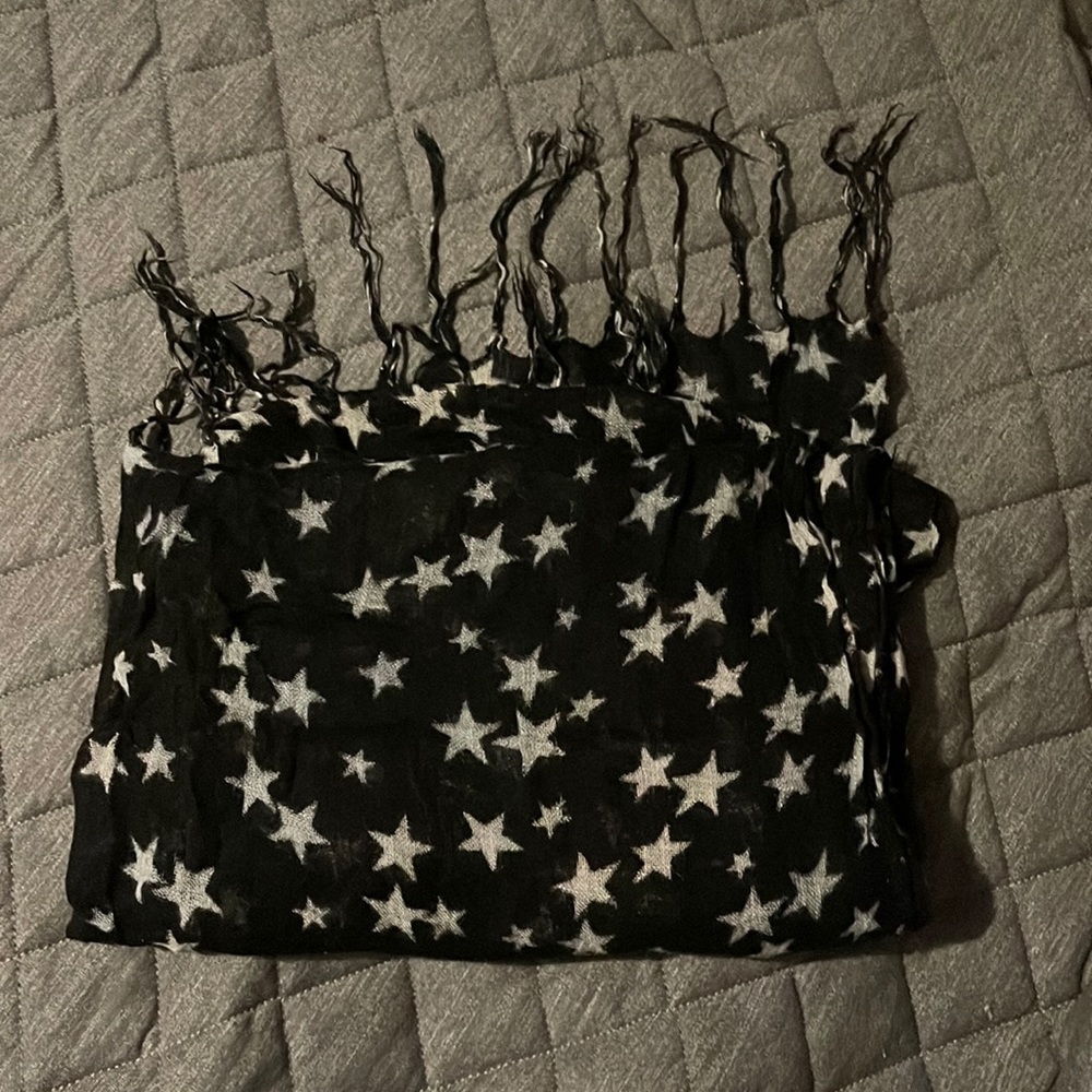 Black scarf with white stars